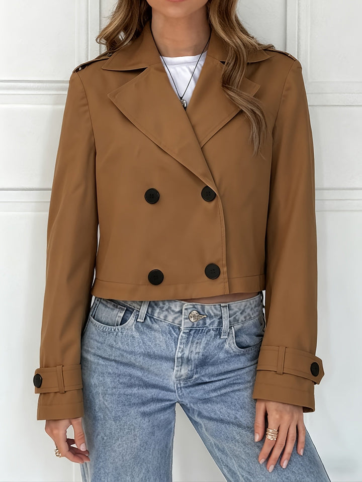 Laurie | Manteau caban court chic marron pour femme