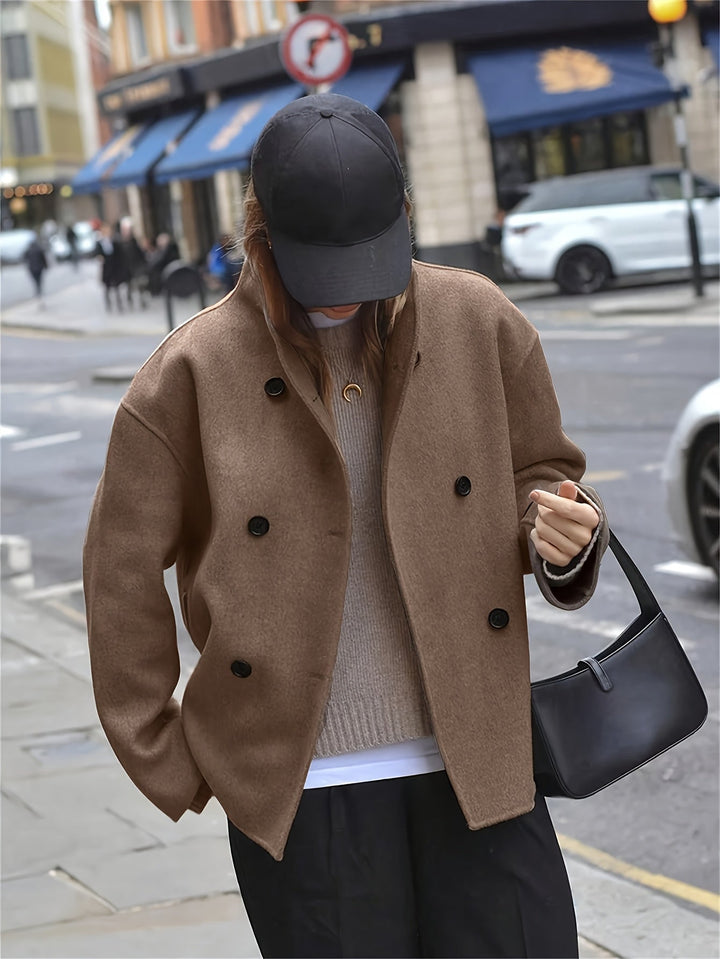 Maylis | Manteau caban long camel chic en laine pour femme