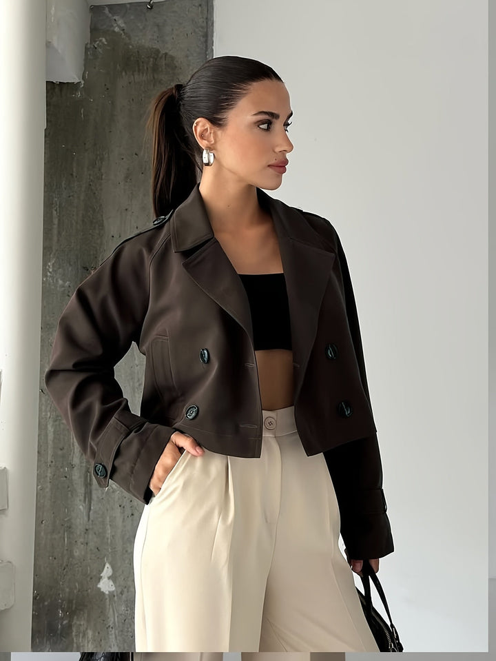 Ysaline | Manteau caban court chic croisé pour femme