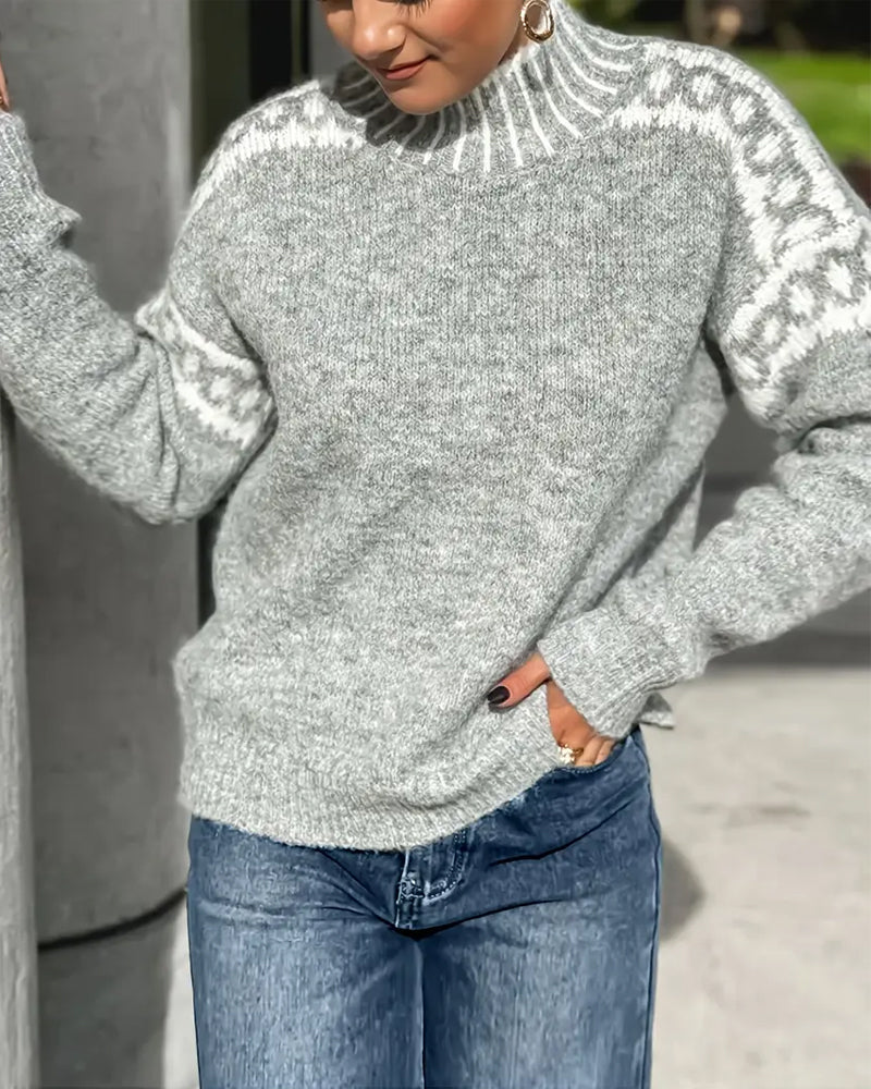 Gaëlle | Pull chic col roulé jacquard pour femme