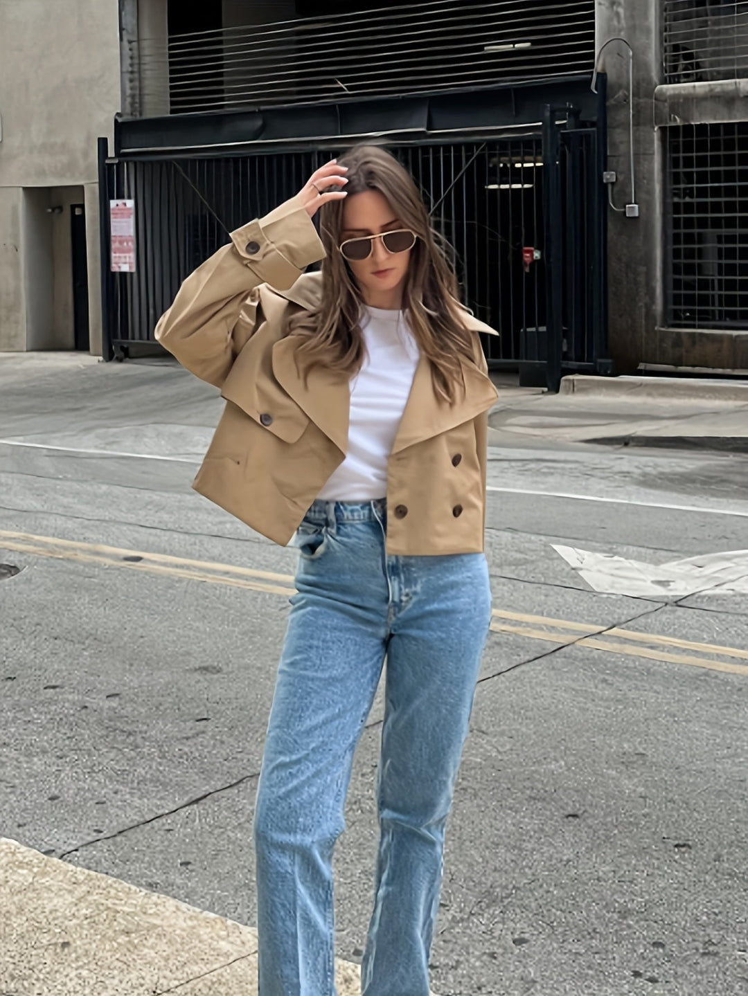 Ysaline | Manteau caban court chic croisé pour femme