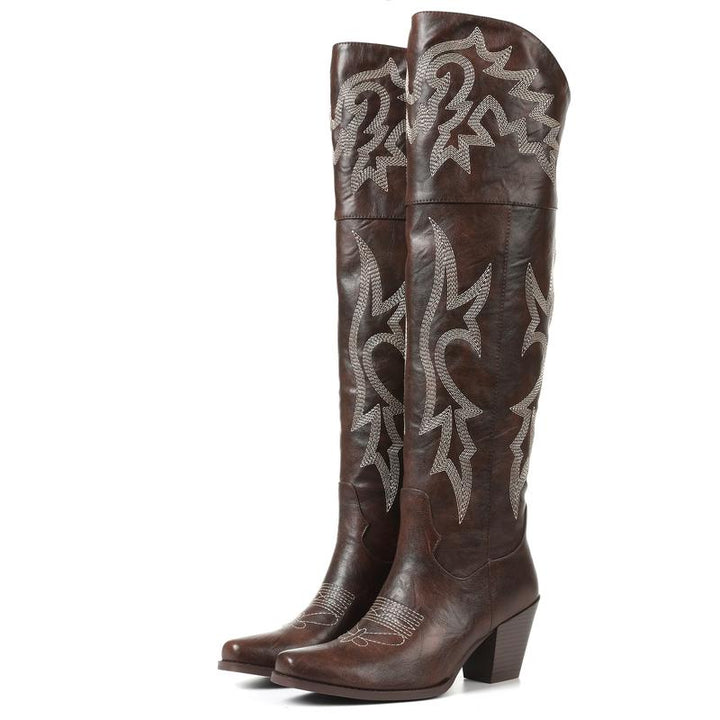 Cheyenne | Bottes chic cuissardes cowboy à talon pour femme