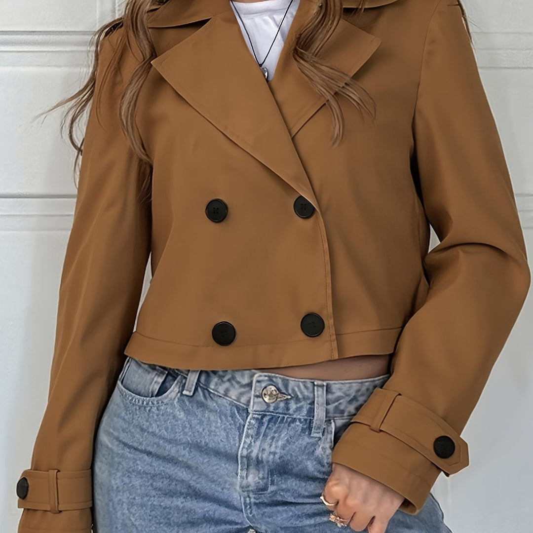 Laurie | Manteau caban court chic marron pour femme