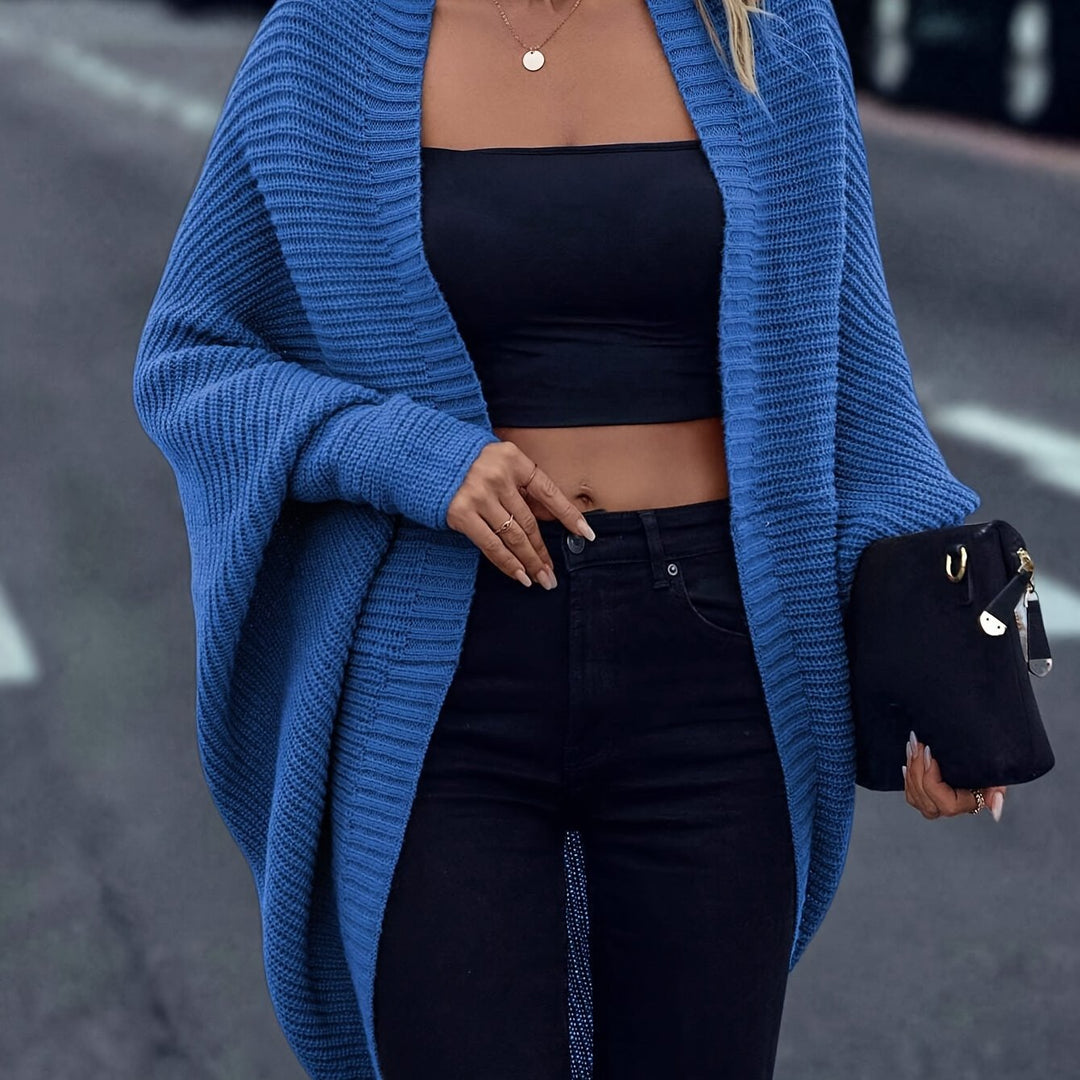 Élise | Gilet long chic oversize en grosse maille pour femme