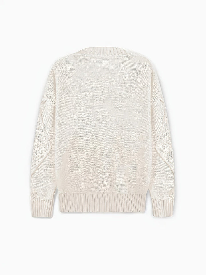 Pénélope | Cardigan élégant en maille torsadée à col V et boutons pour femme