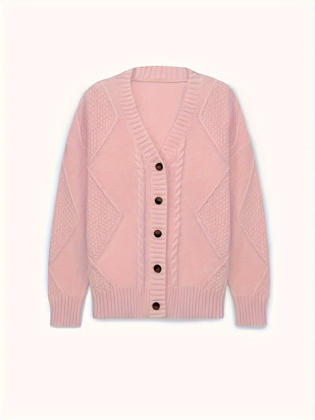 Pénélope | Cardigan élégant en maille torsadée à col V et boutons pour femme