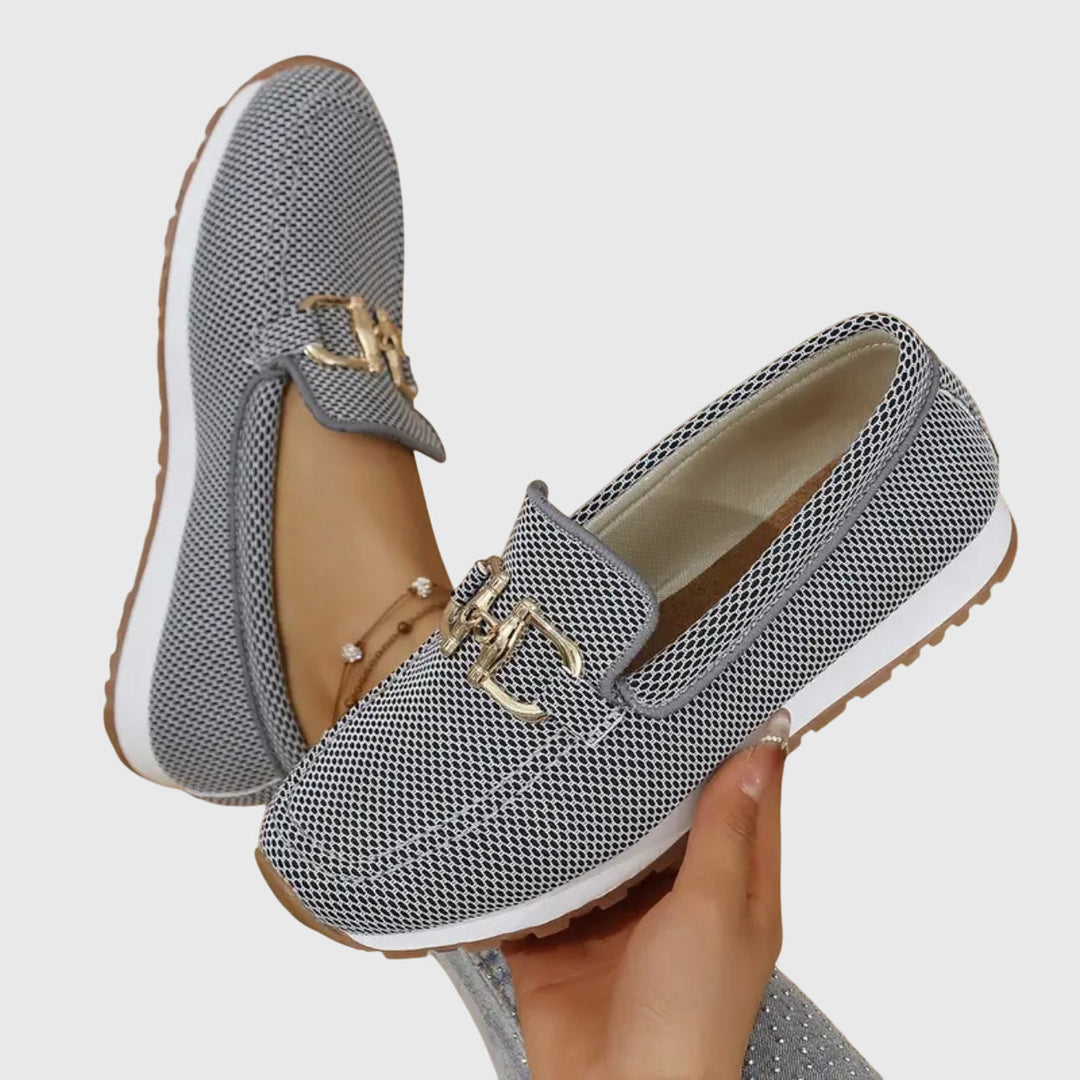 Lisette | Mocassins élégants en maille respirante à détail doré et semelle amortissante pour femme