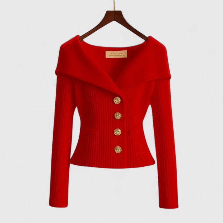 Priscille | Cardigan élégant en maille côtelée à col châle pour femme