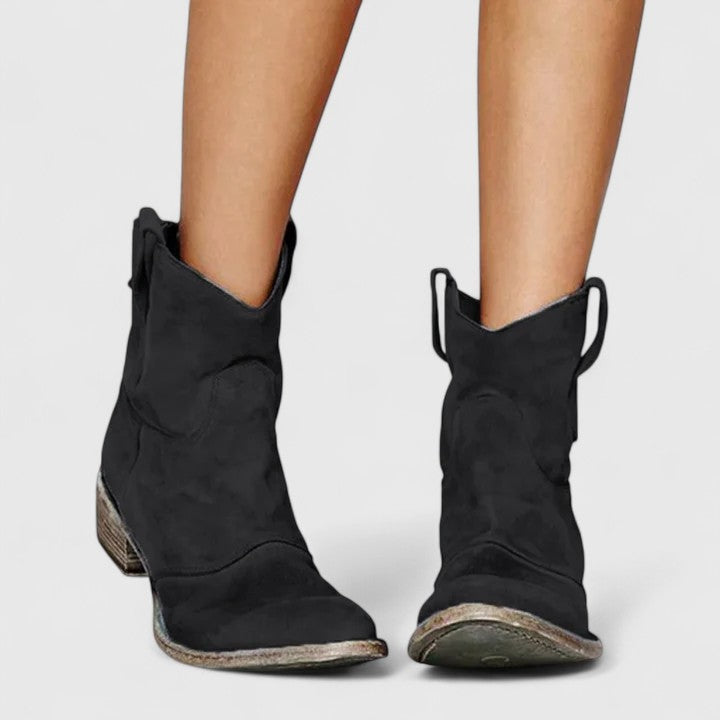 Émy | Bottes élégantes cowboy et daim à talon bloc pour femme