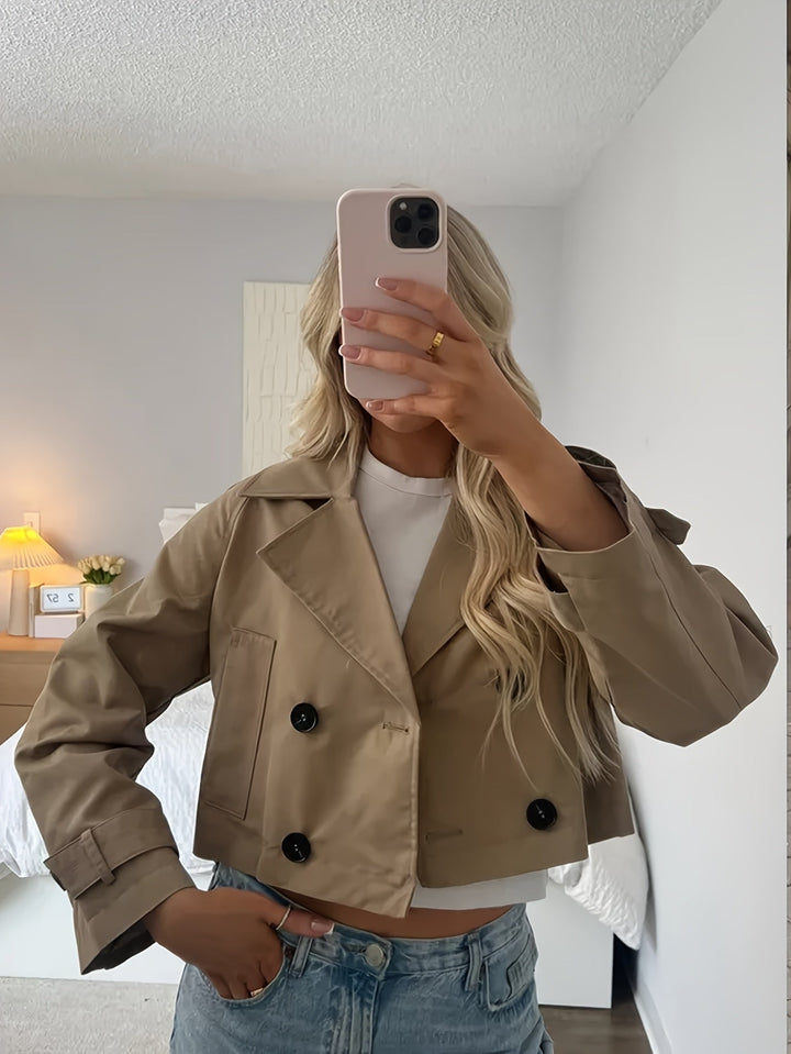 Ysaline | Manteau caban court chic croisé pour femme