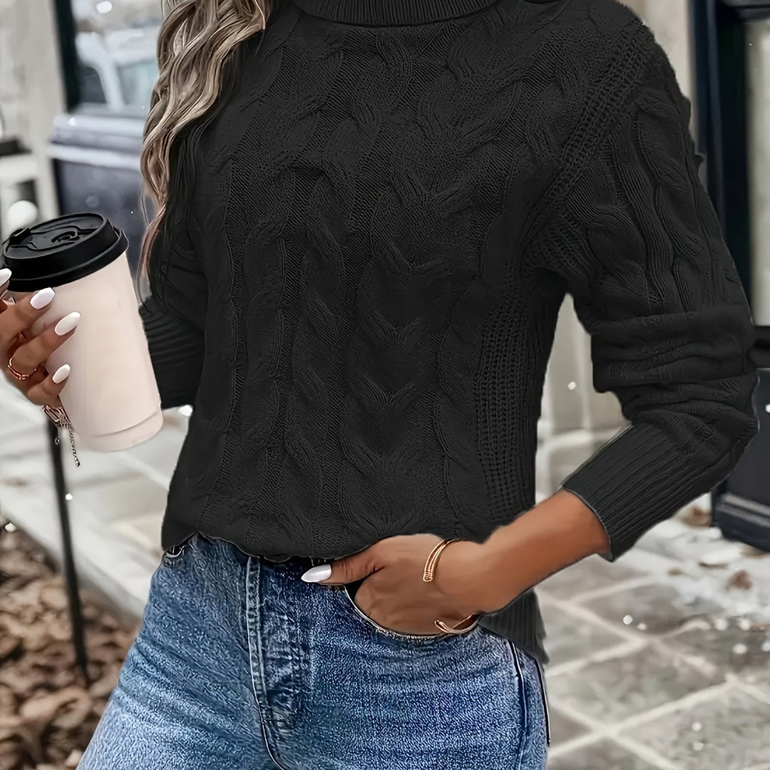 Mélisande | Pull chic à torsades col roulé pour femme