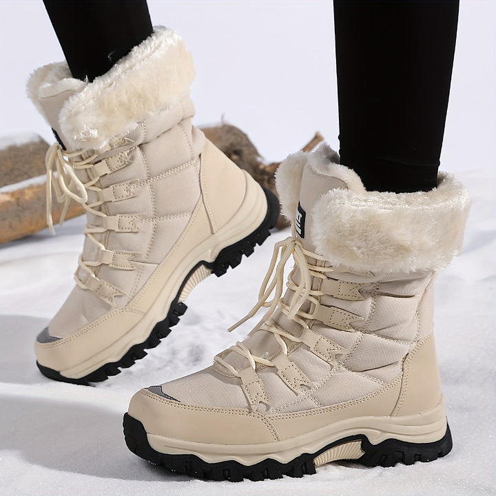 Ornella | Bottes de neige élégantes fourrées montantes beiges pour femme