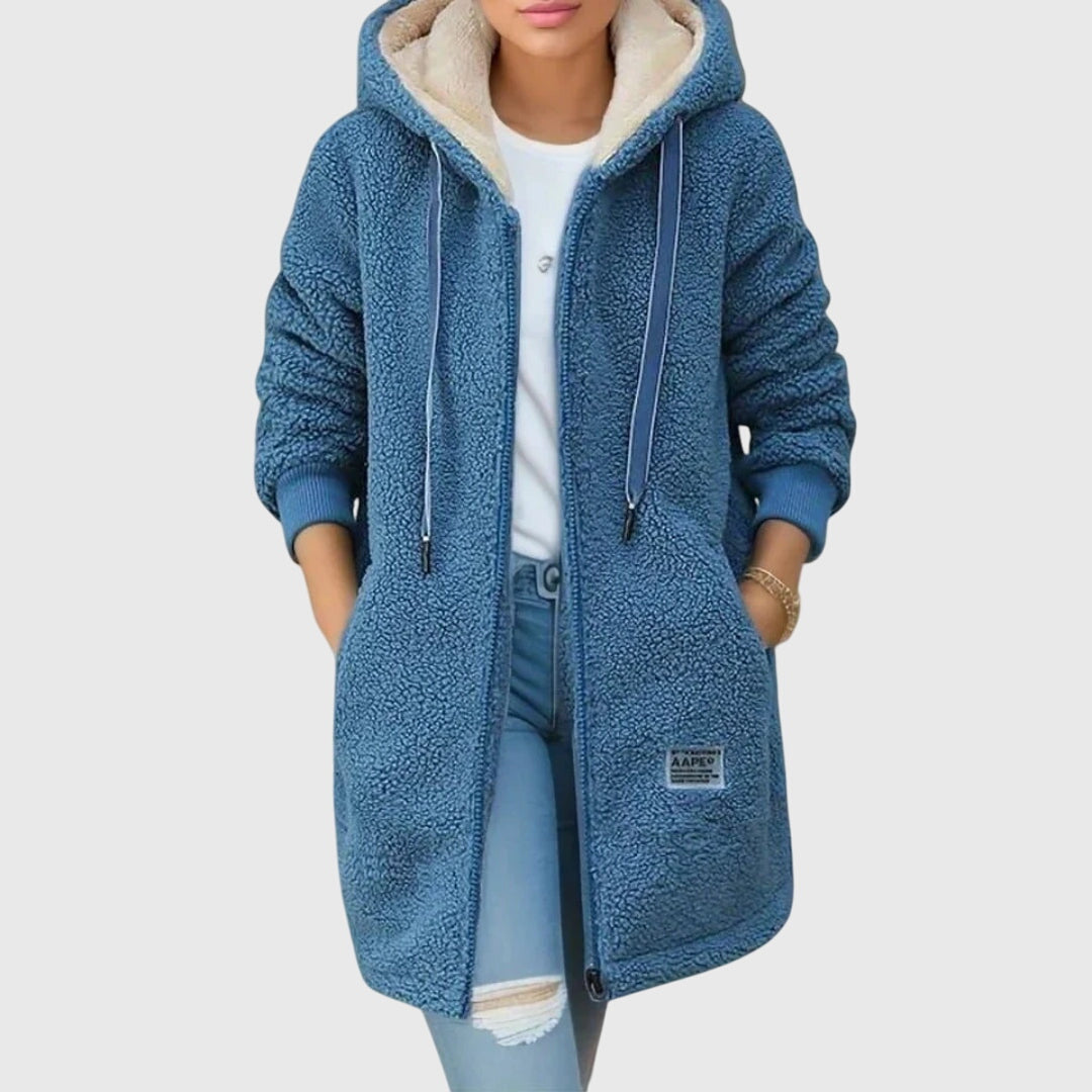 Yvette | Veste chic en polaire à capuche zippée pour femme