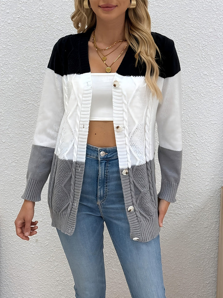 Julie | Gilet chic patchwork en maille pour femmes