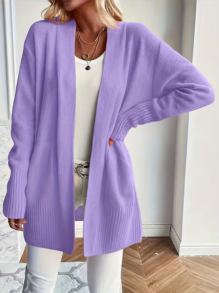 Delphine | Gilet long en maille chic à col V pour femmes