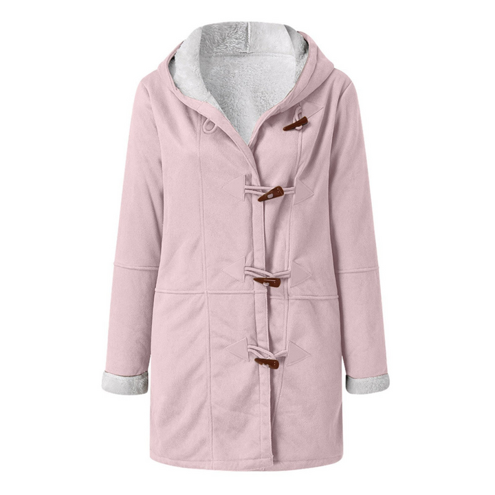 Liliane | Duffle coat élégant court vert d'hiver à capuche pour femme
