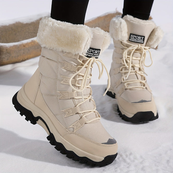 Ornella | Bottes de neige élégantes fourrées montantes beiges pour femme