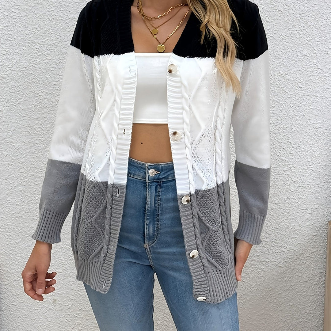 Julie | Gilet chic patchwork en maille pour femmes