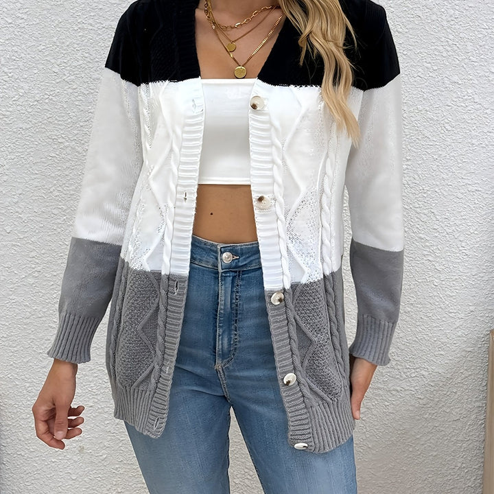 Julie | Gilet chic patchwork en maille pour femmes