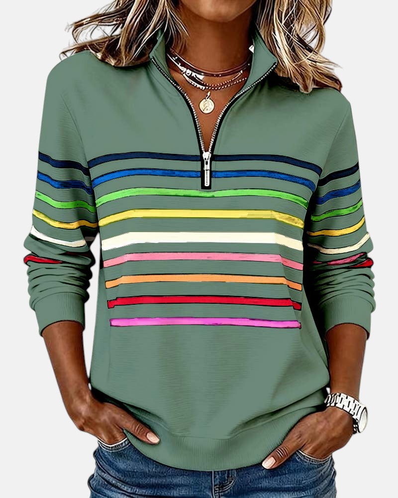 Victoire | Pull rayé à fermeture éclair pour femmes
