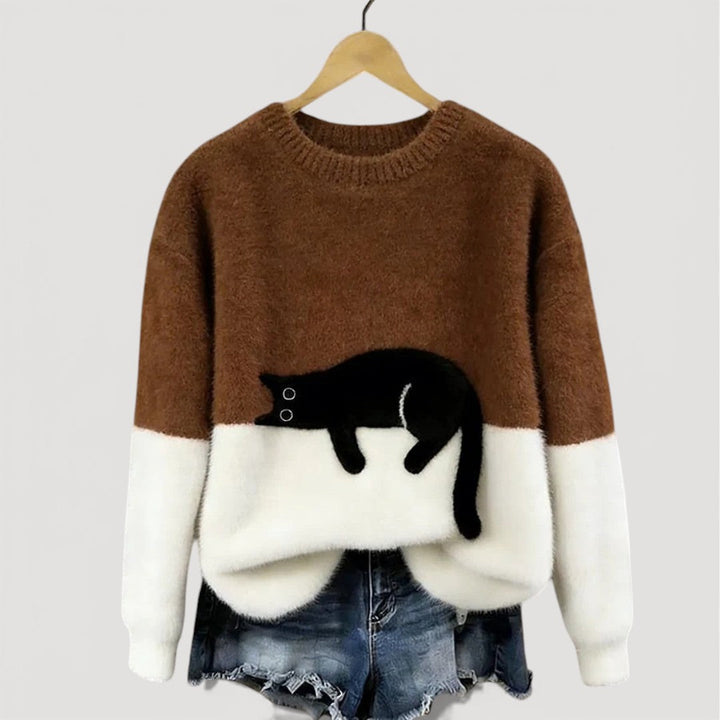 Amélie | Pull élégant oversize en maille à col rond pour femme