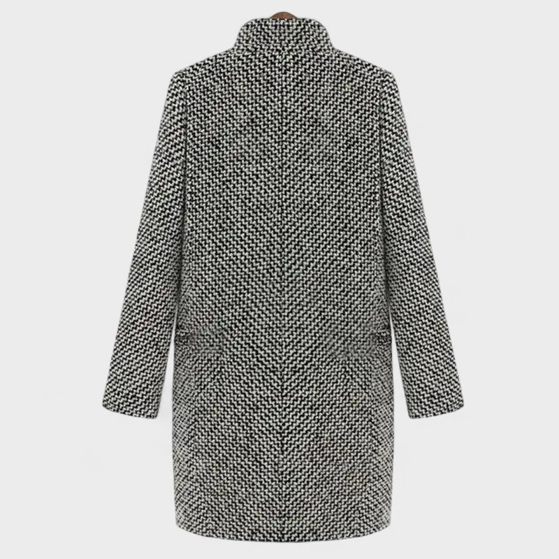 Guillemette | Manteau élégant motif pied-de-poule à double boutonnage et col à revers pour femme