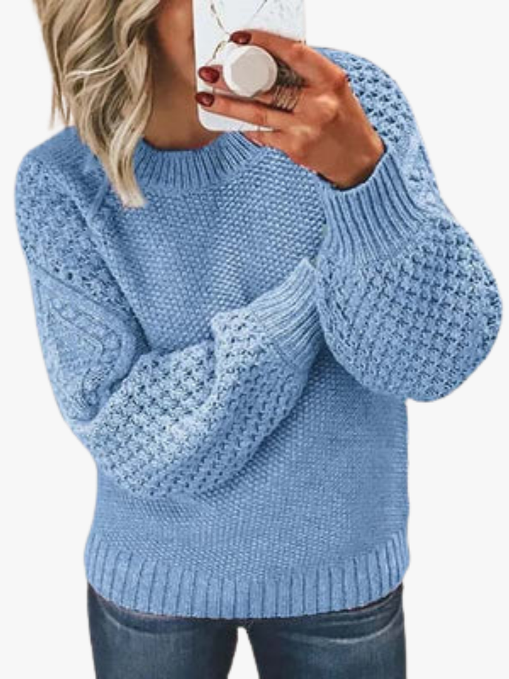 Clémence | Pull en maille chic à manches bouffantes et col montant pour femme