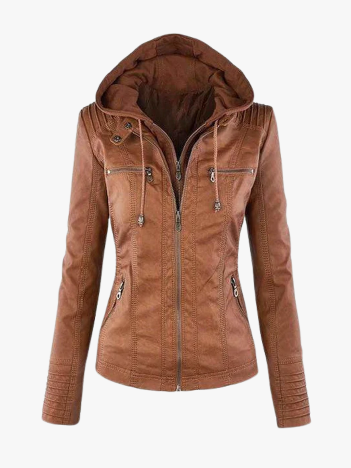 Colette | Veste chic à capuche vintage en similicuir pour femme