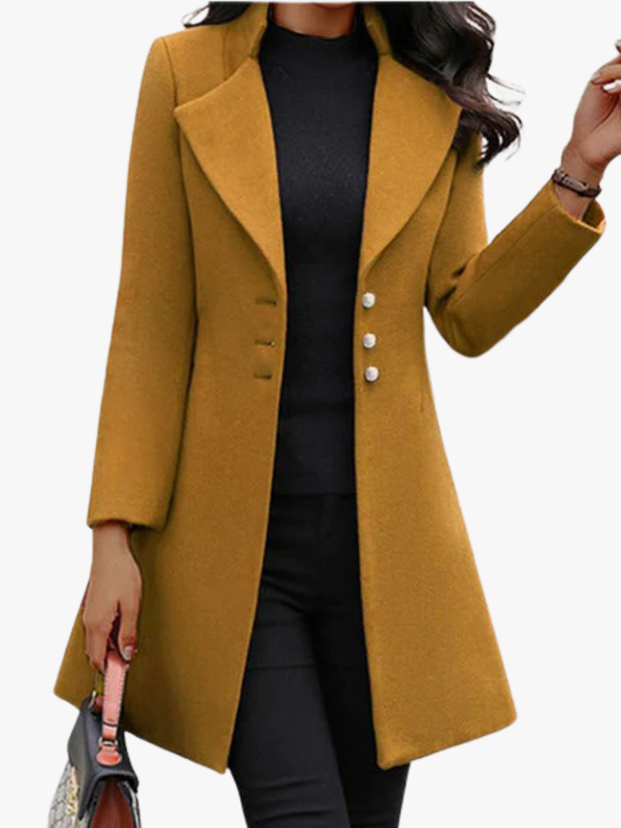 Audrey | Manteau chic en laine mélangée à col rabattu pour femmes