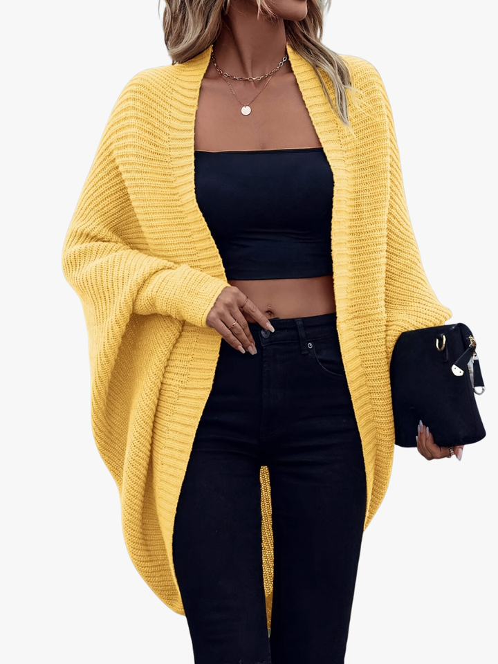 Élise | Gilet long chic oversize en grosse maille pour femme