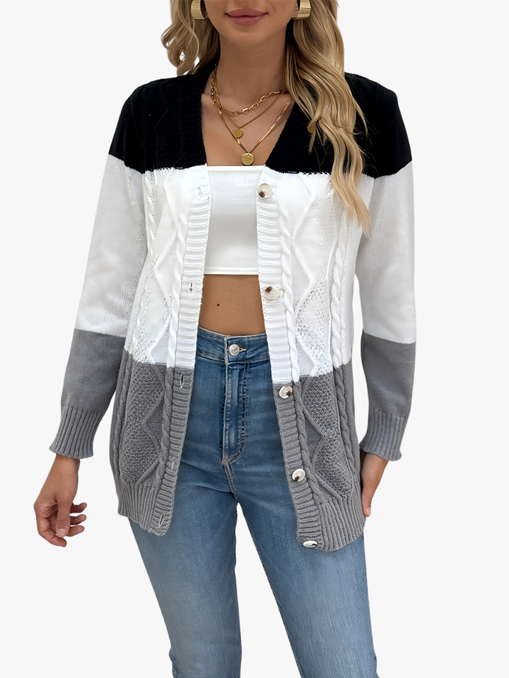 Julie | Gilet chic patchwork en maille pour femmes