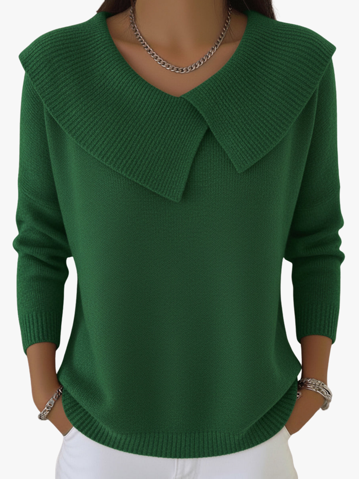 Céline | Pull élégant en maille à grand col rabattu pour femme