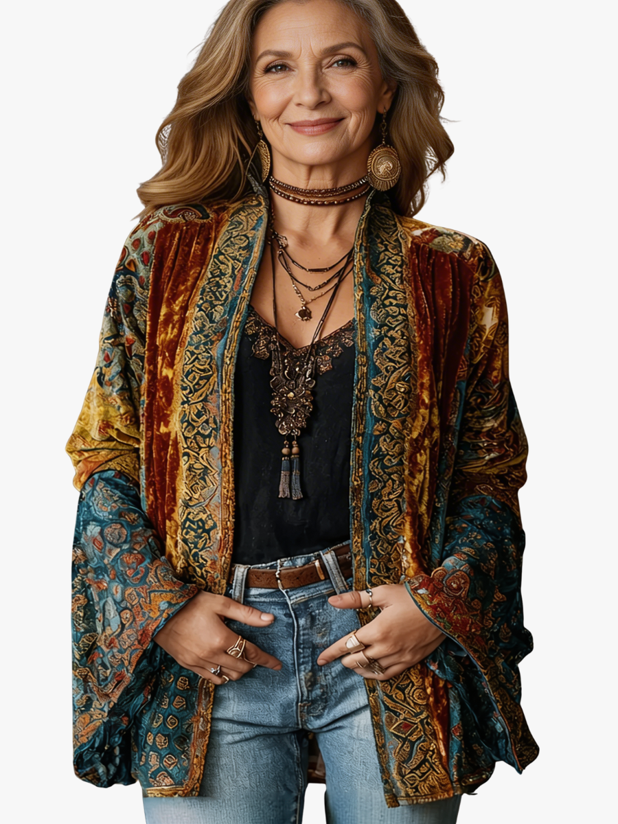 Marguerite | Veste boho chic en velours pour femmes