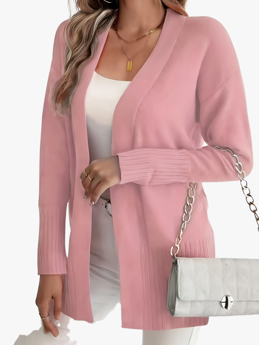 Delphine | Gilet long en maille chic à col V pour femmes