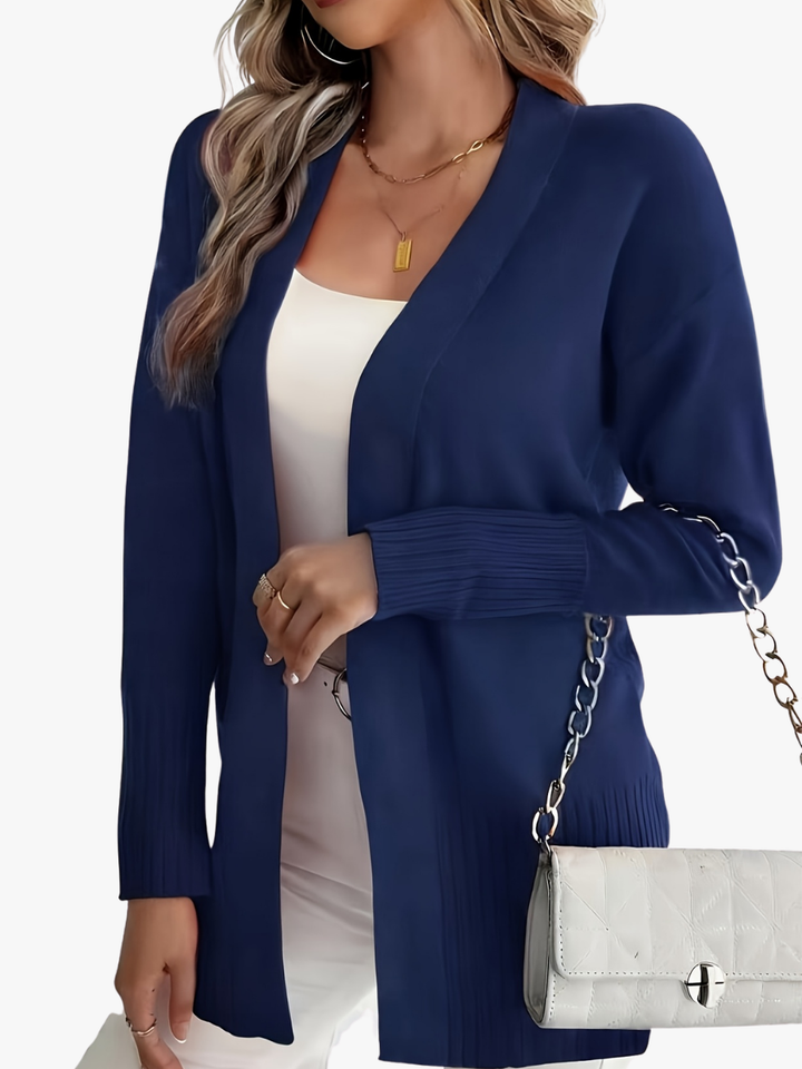 Delphine | Gilet long en maille chic à col V pour femmes