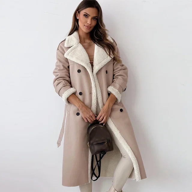 Solange | Manteau élégant long d'hiver chaud à col en fourrure pour femme