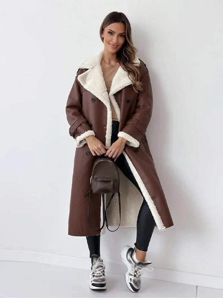 Solange | Manteau élégant long d'hiver chaud à col en fourrure pour femme