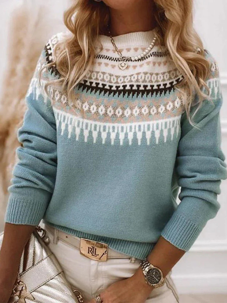 Léana | Pull élégant jacquard en tricot pour femme