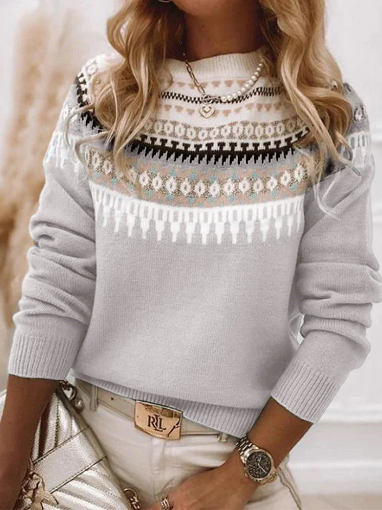Léana | Pull élégant jacquard en tricot pour femme