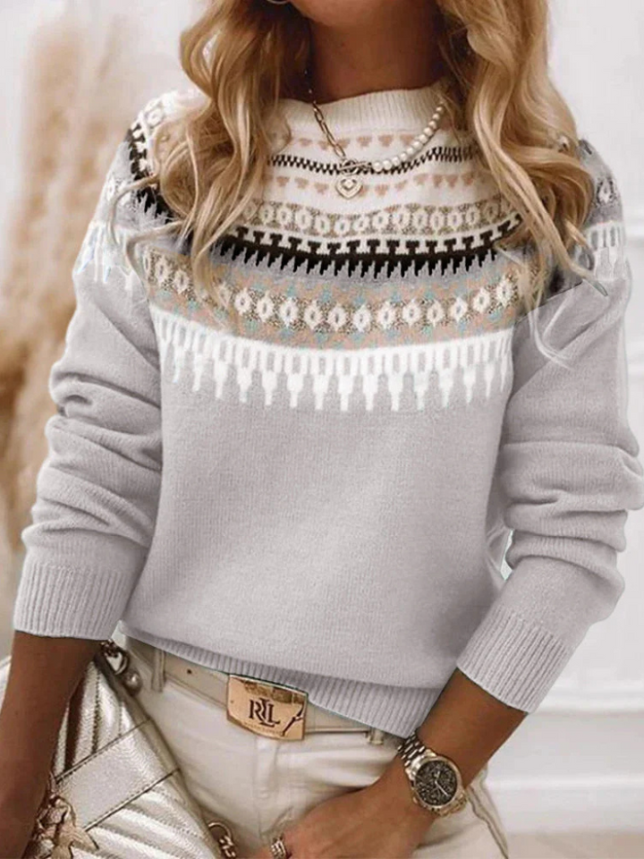 Léana | Pull élégant jacquard en tricot pour femme