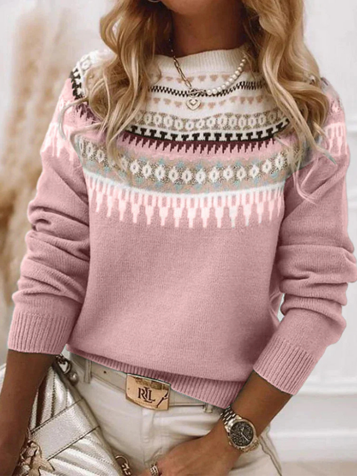 Léana | Pull élégant jacquard en tricot pour femme