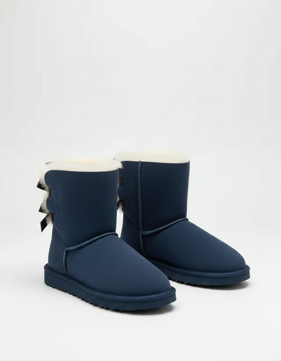 Corinne | Bottes chic en peau lainée à nœud, enfilage facile pour femme