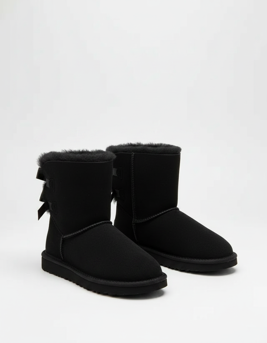 Corinne | Bottes chic en peau lainée à nœud, enfilage facile pour femme