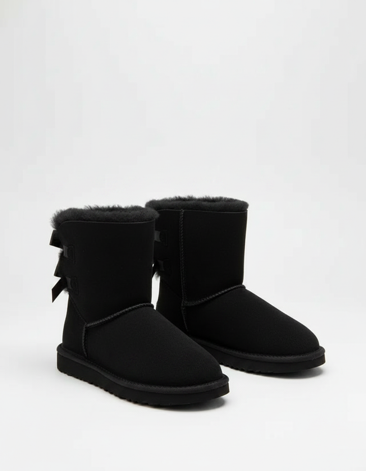Corinne | Bottes chic en peau lainée à nœud, enfilage facile pour femme