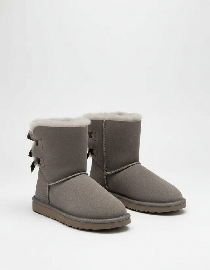 Corinne | Bottes chic en peau lainée à nœud, enfilage facile pour femme
