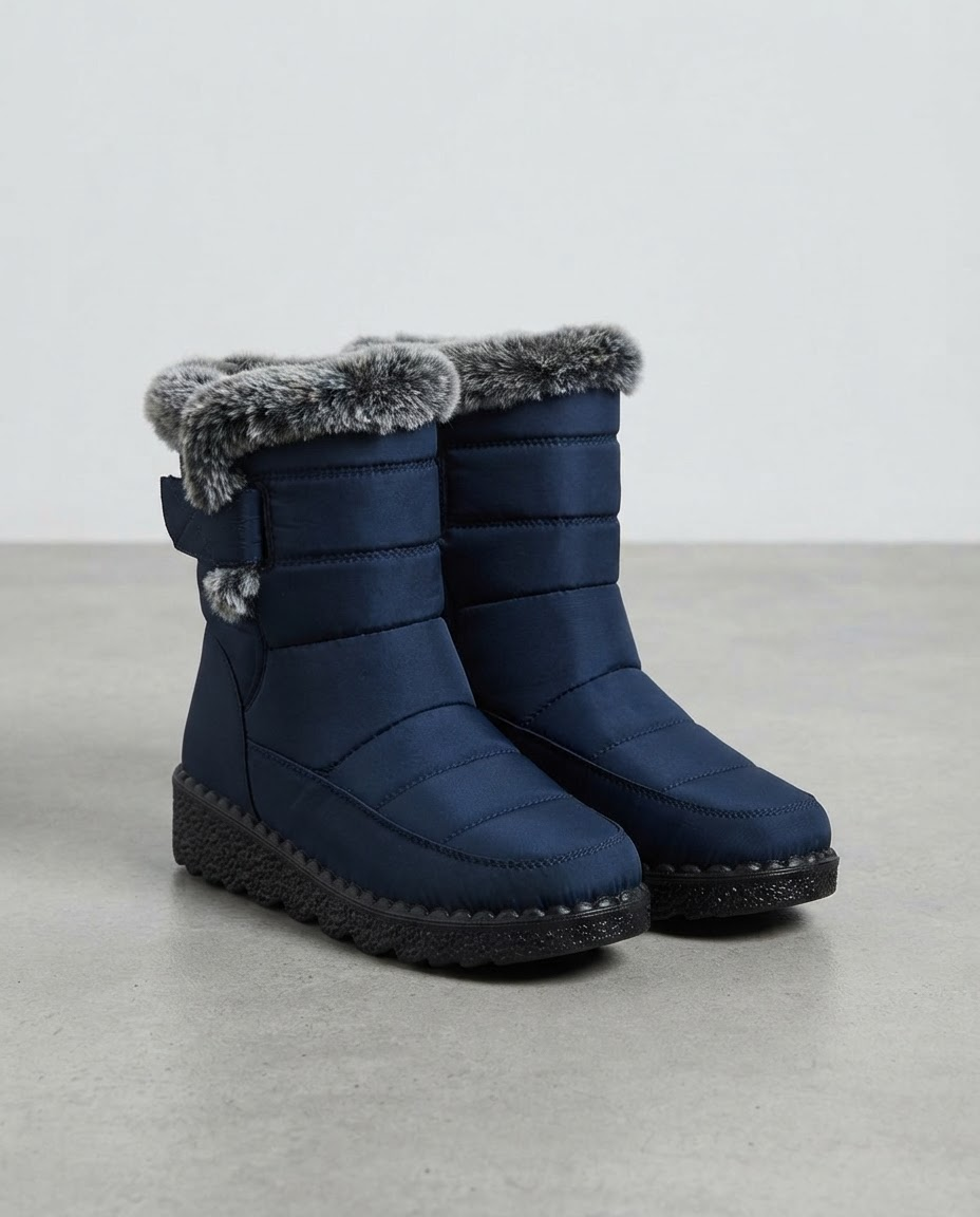 Léonie | Bottines d'hiver chic matelassées à bordure fourrure, imperméables pour femme