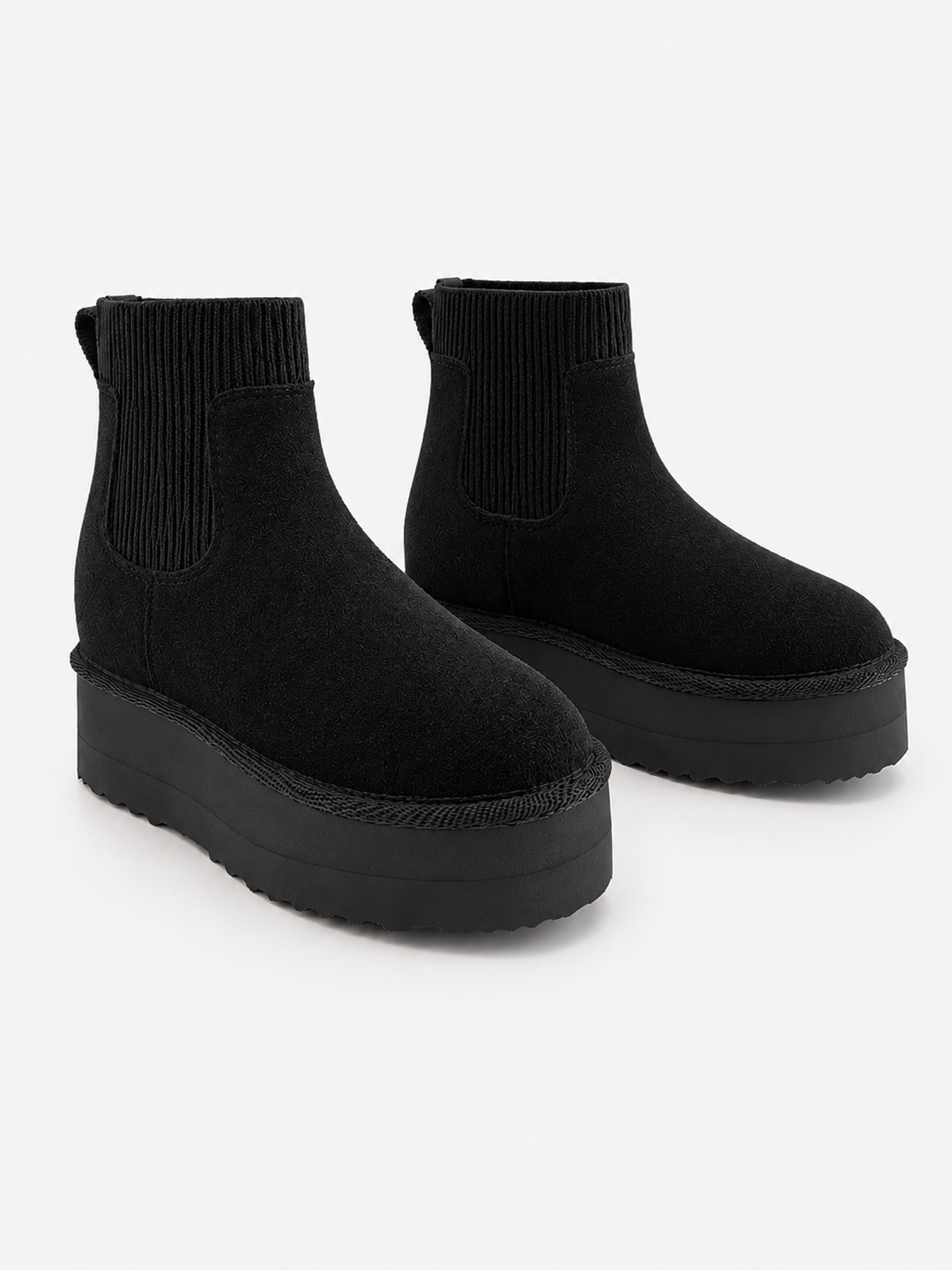 Dominique | Bottes d'hiver chic en daim à col côtelé et plateforme pour femme