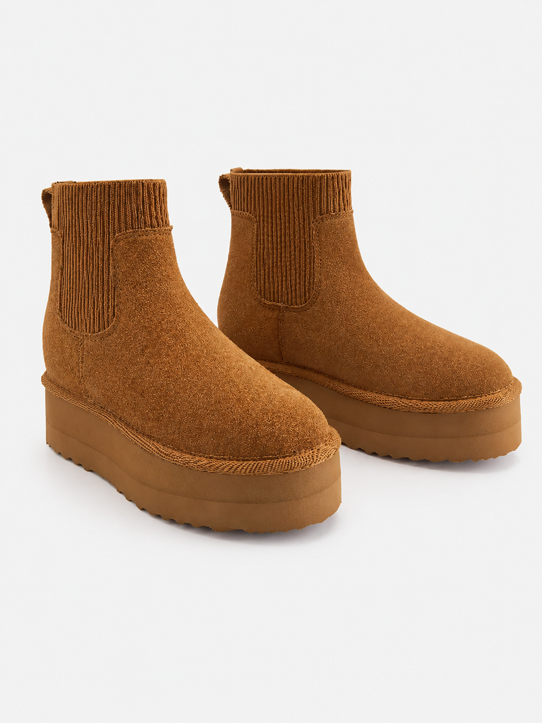 Dominique | Bottes d'hiver chic en daim à col côtelé et plateforme pour femme