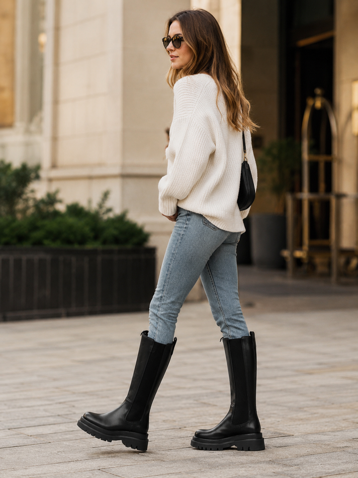 Christelle | Bottes chelsea chic en cuir à semelle crantée pour femme