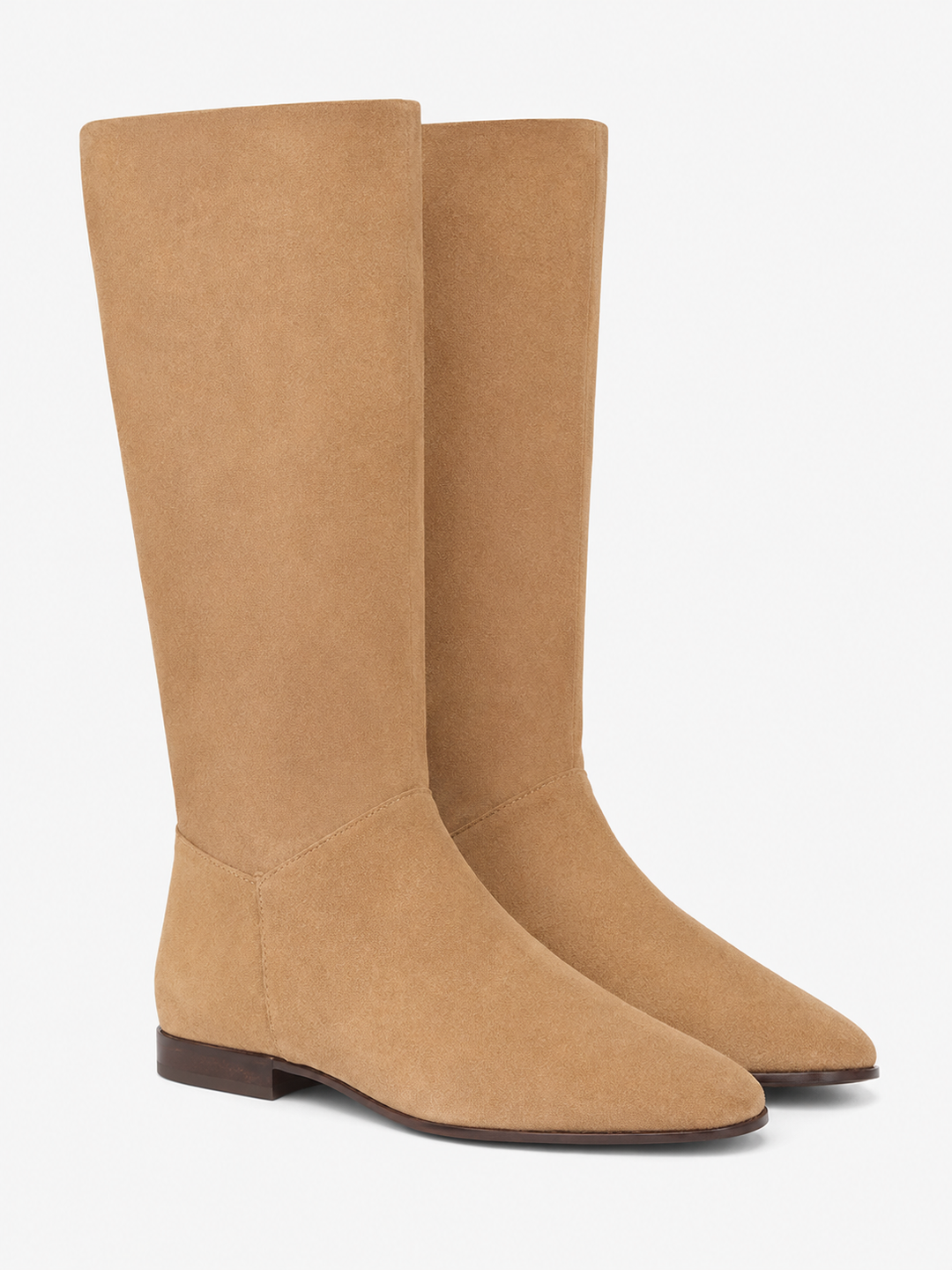 Karine | Bottes chic en daim camel minimalistes à bout pointu pour femme